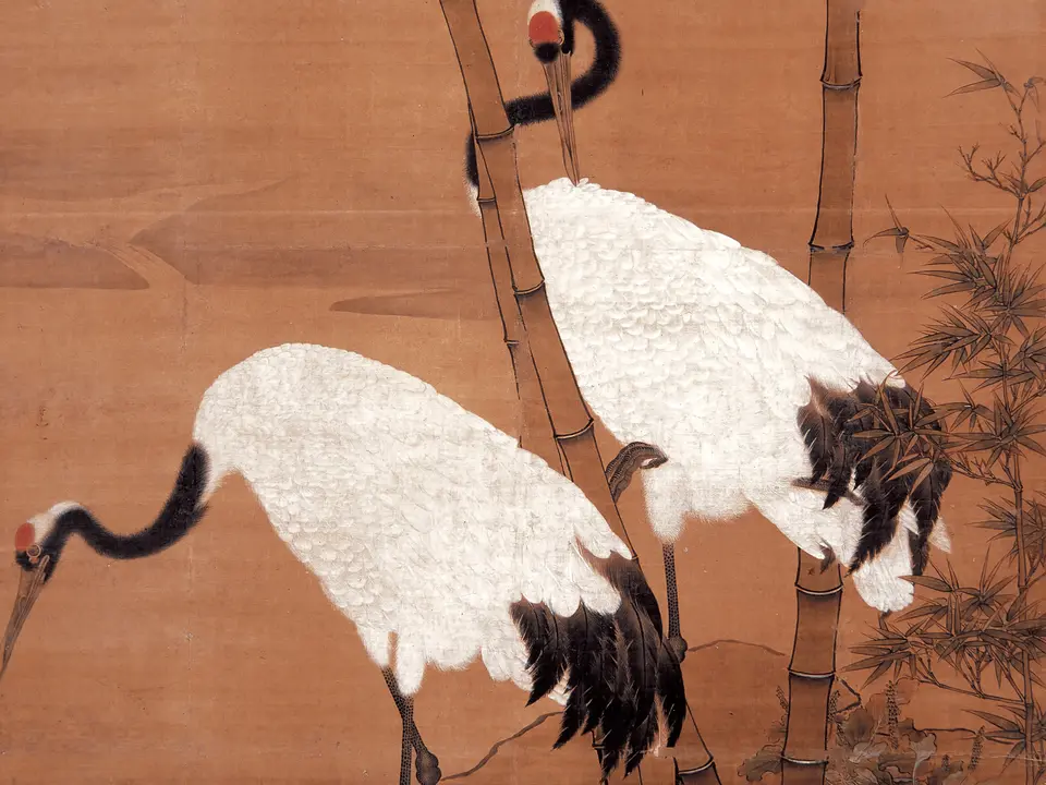 竹鹤图轴,作者边景昭,约15世纪