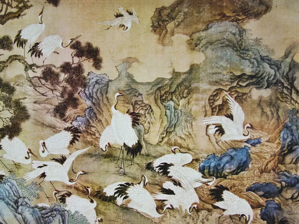 百鹤图卷,作者边景昭,约15世纪