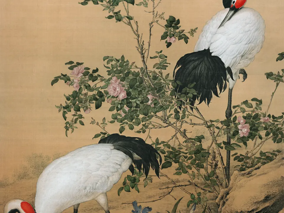 花阴双鹤图，作者郎世宁，18世纪