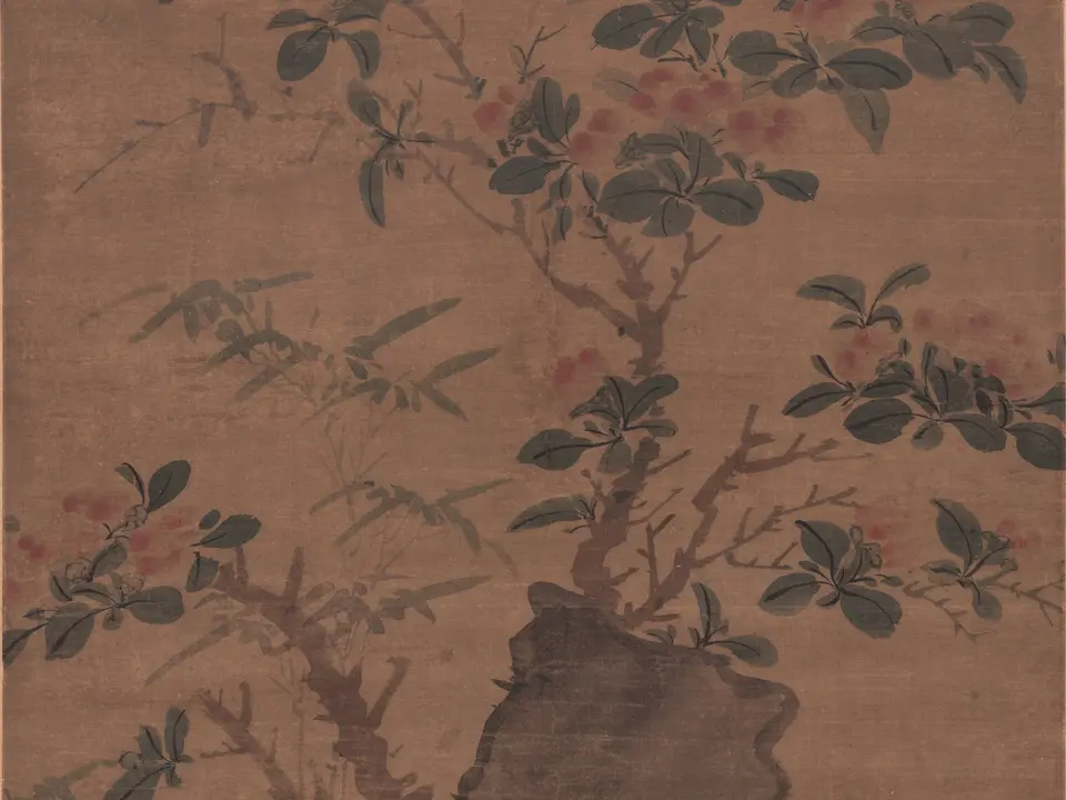 着色花卉图轴,作者陈淳,16世纪