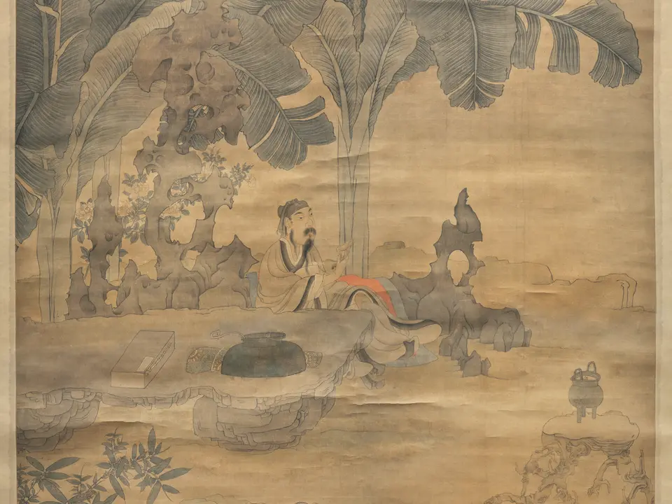 蕉林酌酒图,作者陈洪绶,约17世纪