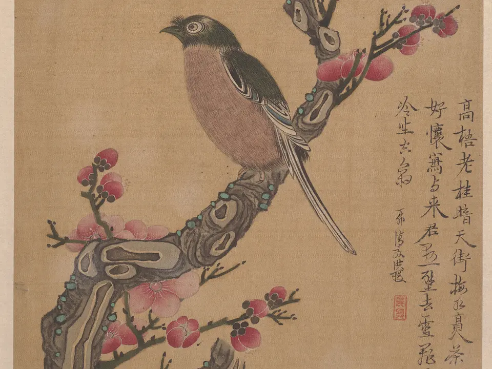 梅花小鸟图,作者陈洪绶