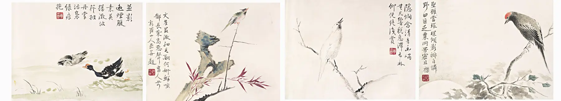 花鸟立轴