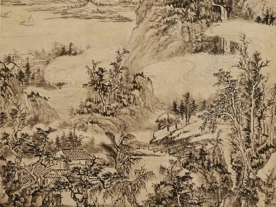 雨洗山根图轴，作者髡残，约17世纪