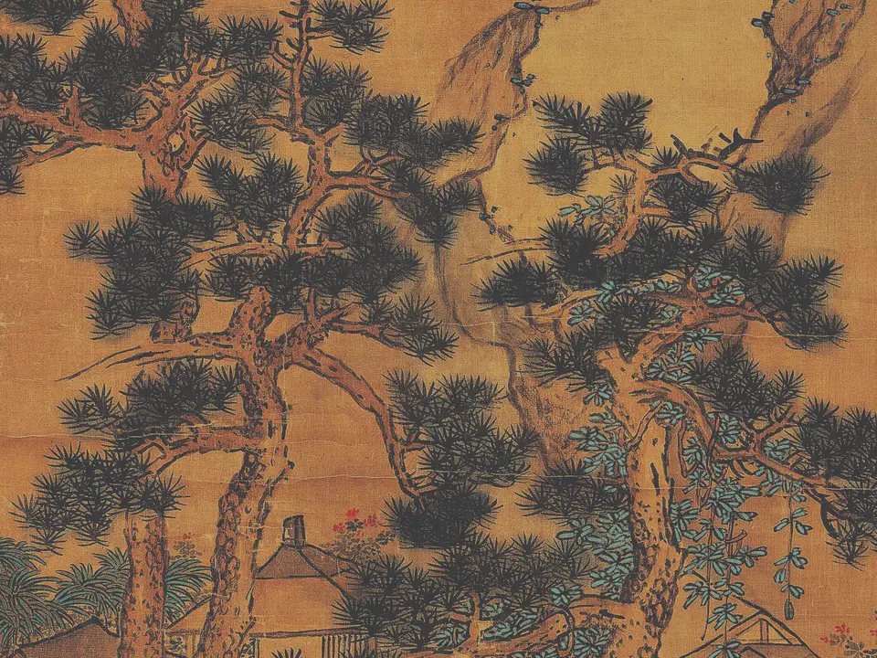 溪阁清言图,作者蓝瑛