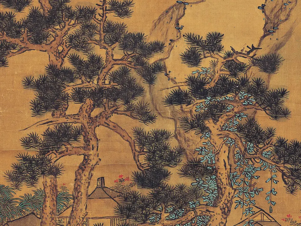 溪阁清言图,作者蓝瑛