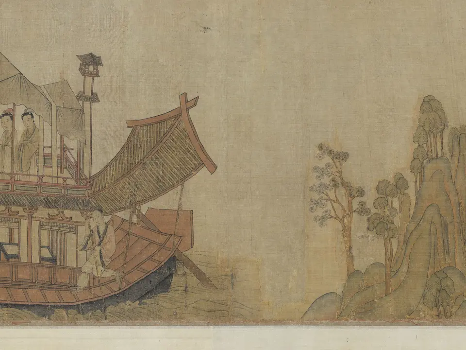 宋代·南宋《摹顾恺之洛神赋图(弗利尔甲本)》全幅,绢本设色,24.2 × 310.9厘米,约12世纪中叶至13世纪中叶
