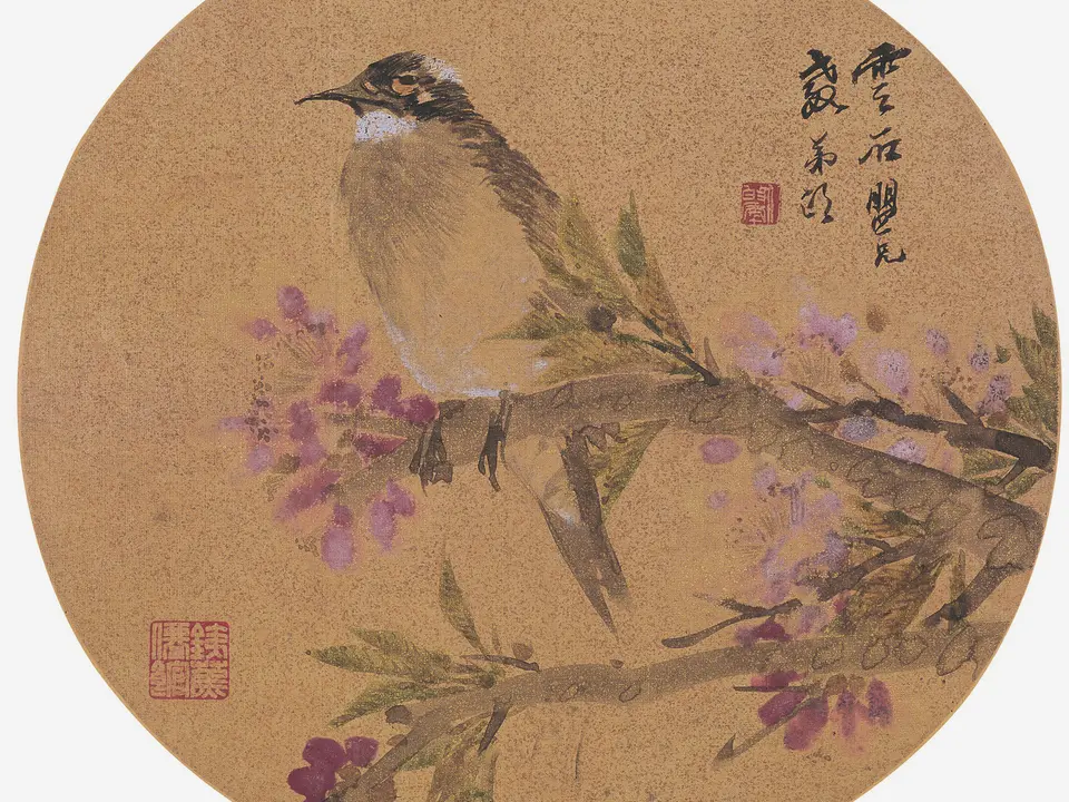 桃实白头图,作者任伯年