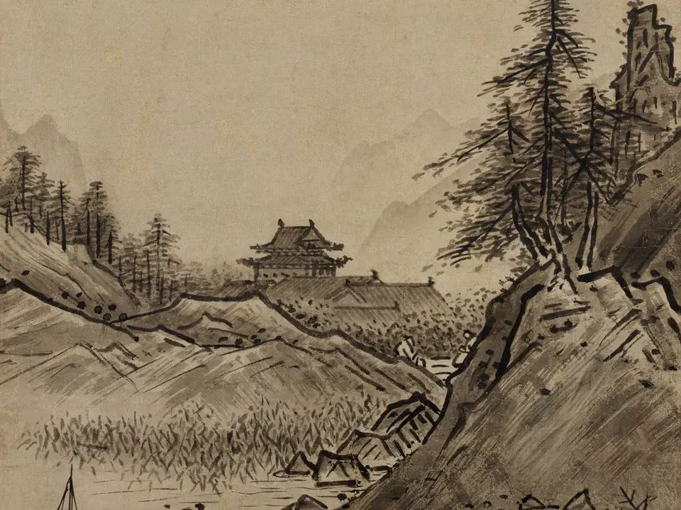 秋冬山水图，约15世纪