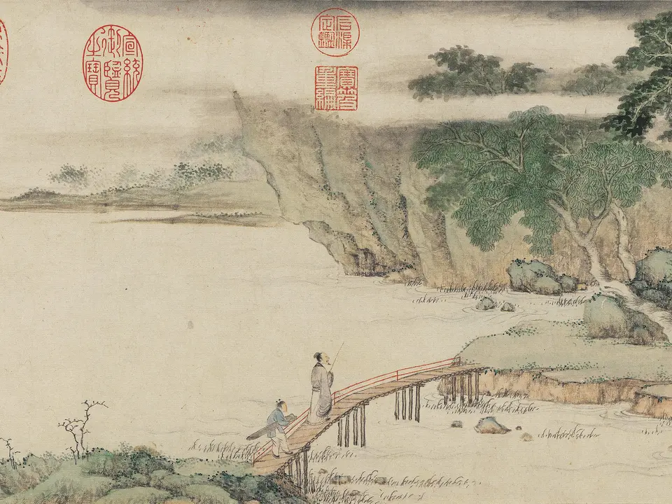 携琴访友图,作者上睿