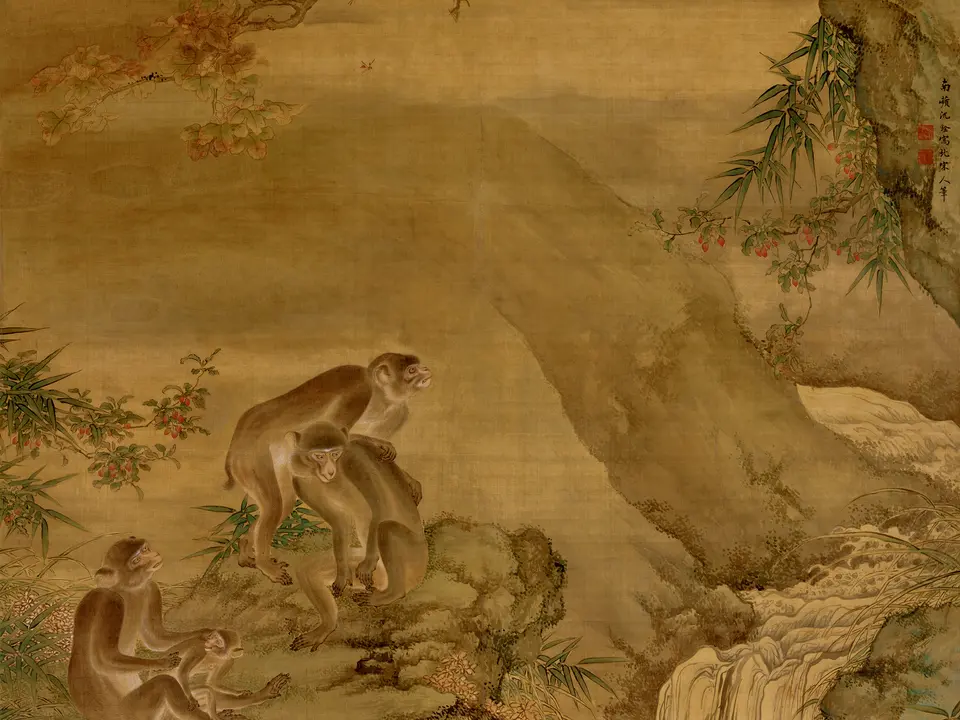 蜂猴图,作者沈铨,18世纪
