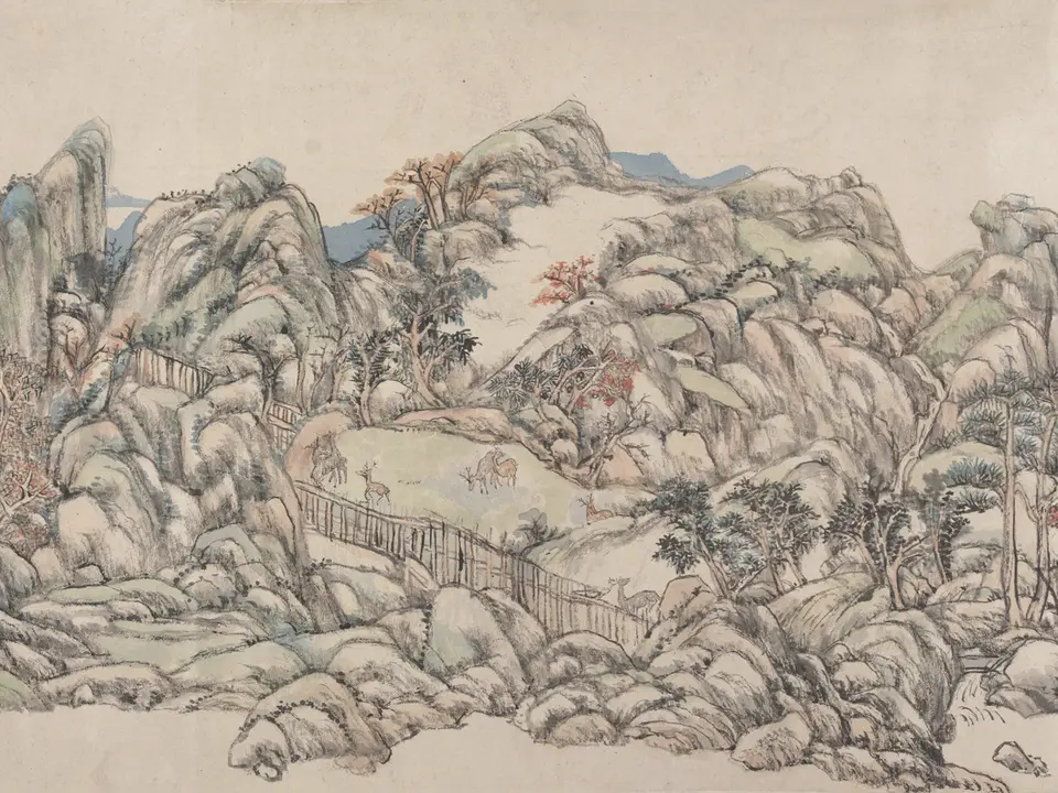 辋川图卷,作者王原祁
