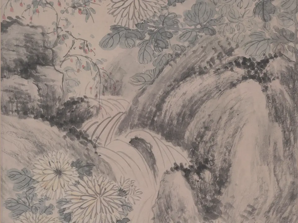 竹菊图,作者奚冈