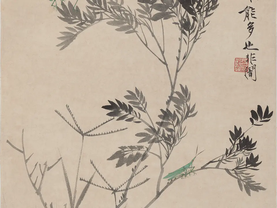 新秋晴窗图轴,作者于非闇,未知