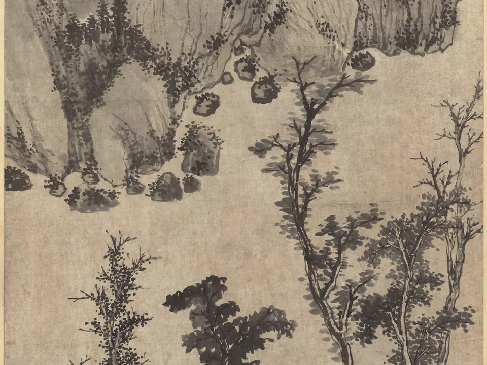 墨笔山水中堂，作者郑日文，未知