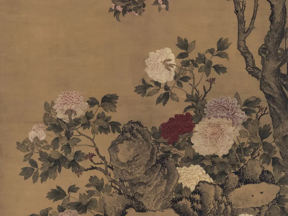 清代邹一桂《玉堂富贵图》全幅,绢本设色